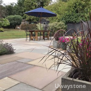 Raj Green Natural Handcut Mix Size Patio Pack Sandstone Paving Tiles