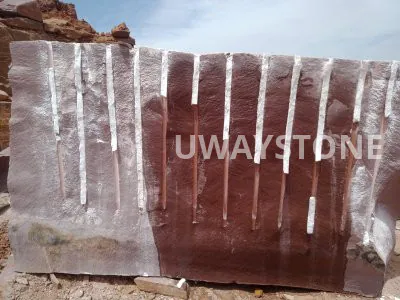 Red Quartzite Sandstone Blocks for Premium Slabs, Monuments and Tombstones
