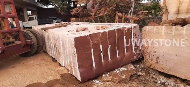 Red Quartzite Sandstone Blocks for Premium Slabs, Monuments and Tombstones